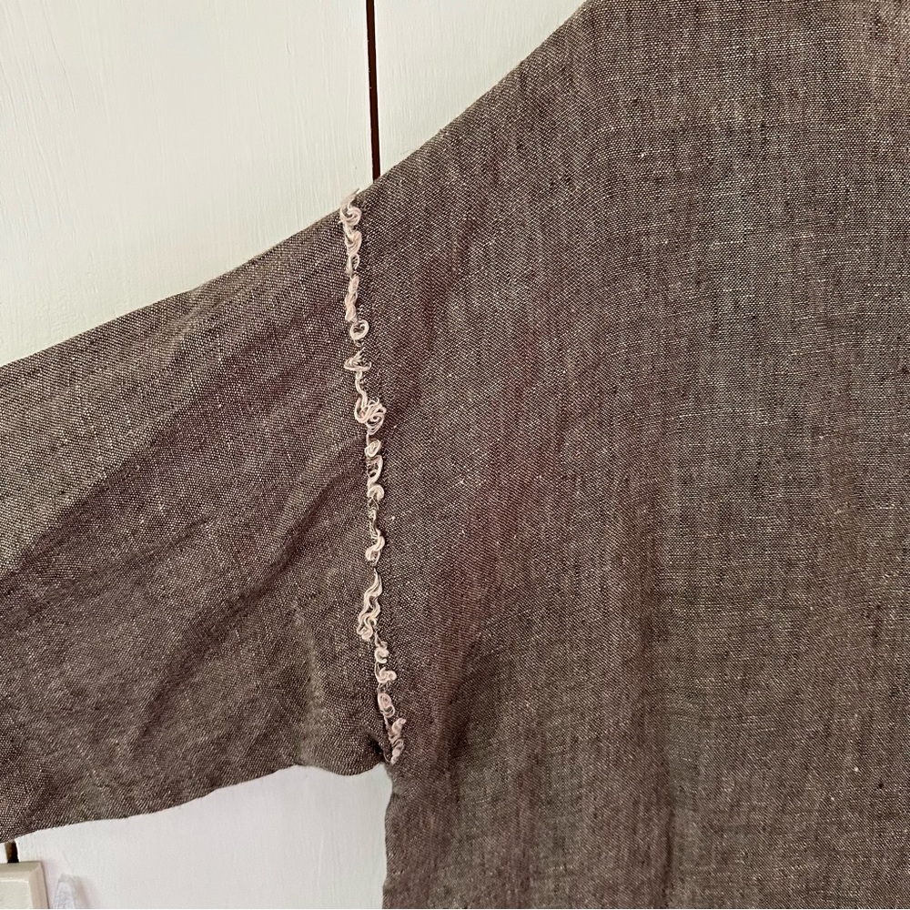 Match Point Linen Top Oversized Lagenlook Sz M Brown/Tan Lagenlook Minimalist - Picture 5 of 8